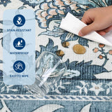 Garvee Provence Area Rugs 9x12 Botanical Grove Retro Blue Cottagecore Washable Rug for Living Room Bedroom Nursery