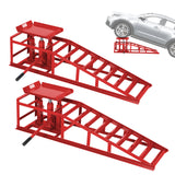 Garvee 2-Pack Hydraulic Car Ramps, 5T/11000 lbs Capacity Low-Profile Car Lift with Adjustable Height (9.4"-13.34") for Trucks, Trailers, and Auto Repair in Garage, Red - Red