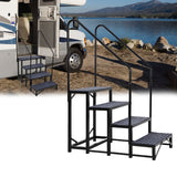 Garvee Heavy-Duty Portable 4-Step RV Ladder with Double Handrails – Non-Slip Pads, Secure Outdoor Steps for Campers, Trailers, Decks, Pools, Hot Tubs, Pets – Black, 4 Steps, Double Armrests + Anti-Slip Pad