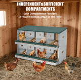 Garvee Nesting Boxes for Chickens, 8 Compartments Metal Chicken Nesting Box, Large Vented Holes, Easy Egg Collection, Durable Galvanized Steel - Green I 8 Compartments