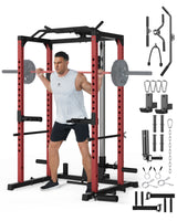 Garvee Carbon Steel Basic Squat Rack, Black & Red, 1200lb Capacity, Sturdy Frame, Space-Saving for Home Gym/Garage