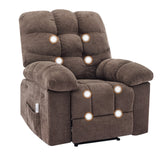 Garvee Recliner Chair with Massage and Heat, Single Sofa Wide Rocker Chair, Heat Ergonomic Overstuffed Breathable Fabric Reclining Chair with 2 Side Pockets, Remote Control, Living Room, Coffee - Coffee