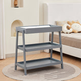 Garvee Modern Baby Changing Table with Waterproof Pad – 2 Storage Shelves – Portable Nursery Diaper Changing Station – Ideal for Newborns and Infants – Sturdy Design – Grey