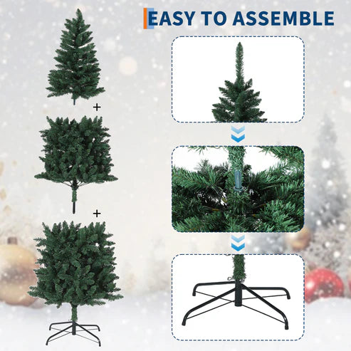 Garvee Sapin de Noël Artificiel 2,7 m, Pré-éclairé, Slim, avec Lumières LED Bicolores, Montage Facile, Décoration de Noël pour Maison, Fête, Bureau, Centre Commercial, Vacances