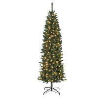 Garvee Sapin de Noël Artificiel 2,7 m, Pré-éclairé, Slim, avec Lumières LED Bicolores, Montage Facile, Décoration de Noël pour Maison, Fête, Bureau, Centre Commercial, Vacances