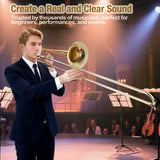 Garvee B Flat Alto Trombone for Beginners with Mouthpiece Case Cleaning Cloth Gloves Cleaning Rod, Gold Lacquer Finish, Professional Student Musical Instrument