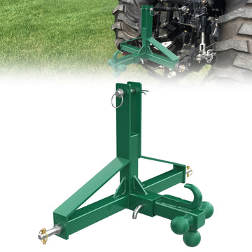 Garvee 3 Point Hitch Receiver Category 1 Tractor 2 in Receiver 3 Ball & Hook Heavy Duty Trailer Hitch Kubota Compatible