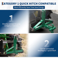Garvee 3 Point Hitch Receiver Category 1 Tractor 2 in Receiver 3 Ball & Hook Heavy Duty Trailer Hitch Kubota Compatible