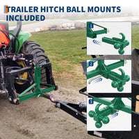 Garvee 3 Point Hitch Receiver Category 1 Tractor 2 in Receiver 3 Ball & Hook Heavy Duty Trailer Hitch Kubota Compatible