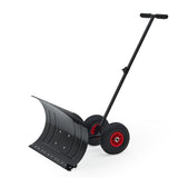 Garvee 29" Snow Shovel with Wheels Heavy Duty Push Snow Plow Shovel, Adjustable Handle, Angled Blade, Efficient Snow Removal for Pavement - 