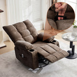 Garvee Swivel Rocker Recliner Chair with Massage & Heat, 360° Rotating, Overstuffed Cushion, Cup Holders, Brown, Living Room & Bedroom - Brown