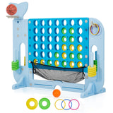 Garvee Giant 4 In a Row Game, 4-In-1 Game Design with Golf,Basketball & Ring Toss, 4-to-Score Giant Game Set with Carrying Bag and Mesh Pocket,4-Level Height Adjustable,Jumbo Yard Game for Kids & Adults