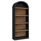 Garvee 5-Tier Arched Wooden Bookcase – 71.65" Tall Modern Farmhouse Bookshelf with Black Wood Grain, Metal Corner Protection – Display Storage Shelf for Living Room, Office, Bedroom – Anti-Tip Sturdy Cabinet, Black Wood Grain + Original Wood Back, Basic - Antique White + Wood Back