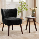 Garvee Accent Chairs Mid-Century Wooden Fabric Living Room Bedroom Reading Nook, Armless, Durable, Comfortable, Gray - Black
