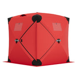 Garvee Ice Fishing Tent, Warmth Retaining Design Pop-Up Portable Hub-Style Ice Fishing Shelter, Thickening 34 Square Feet of Fishable Area, 3-Person Shelter - Red