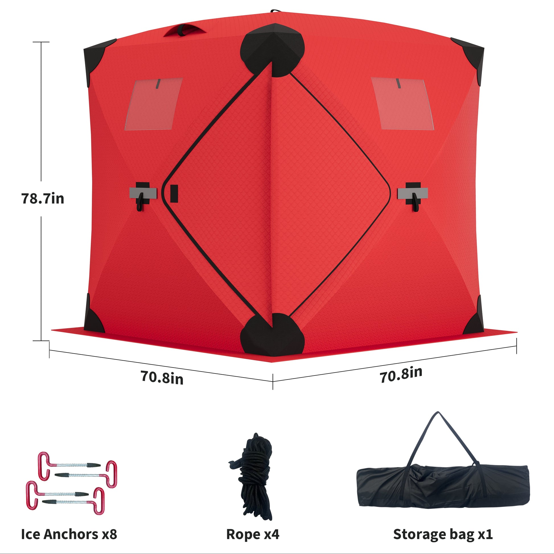 Garvee Ice Fishing Tent, Warmth Retaining Design Pop-Up Portable Hub-Style Ice Fishing Shelter, Thickening 34 Square Feet of Fishable Area, 3-Person Shelter