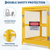 Garvee Horizontal Storage Cabinet Lockable Heavy-Duty for 4 Propane Cylinders 31x30x35 Inch Yellow Powder Coated Steel, 2-Tier Workshop Storage