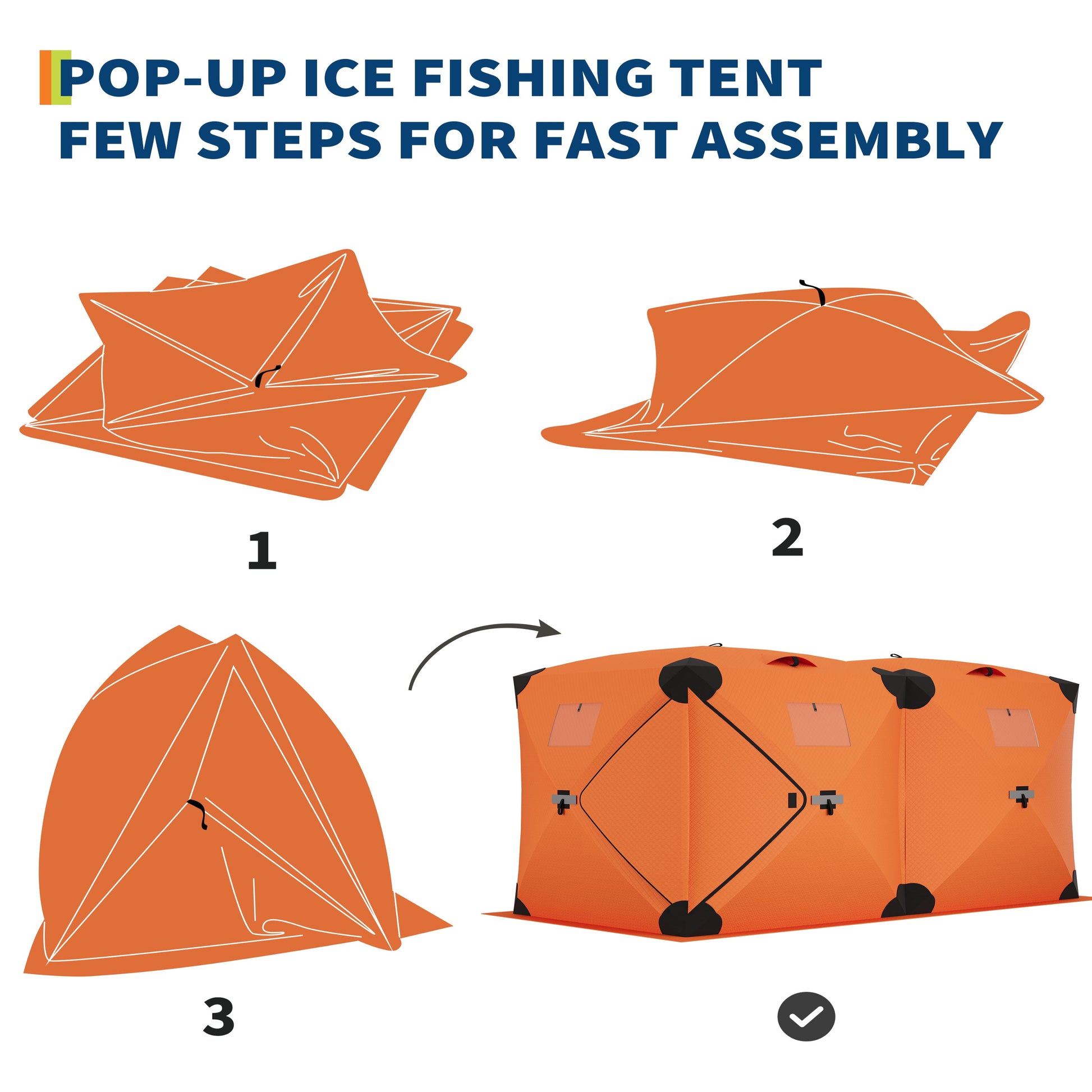 Garvee Ice Fishing Insulated Tent, Large Pop-Up Portable Hub-Style Ice Fishing Shelter, 6 Person Shelter 68 Square Feet of Fishable Area