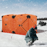Garvee Ice Fishing Insulated Tent, Large Pop-Up Portable Hub-Style Ice Fishing Shelter, 6 Person Shelter 68 Square Feet of Fishable Area