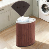 Garvee Corner Laundry Hamper With Lid 15.3 Gal Large Foldable Bamboo Basket Brown For Bedrooms Bathrooms Apartments - Brown - Triangle