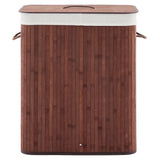 Garvee Folding Bamboo Laundry Hamper with Lid, 28 Gal / 106L, Brown, Slim Clothes Storage for Small Bedrooms, Apartments, Dorms - Brown - Rectangle
