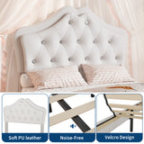 Garvee Luxurious Twin Upholstered Platform Bed Frame with LED Lights - Crystal Button Tufted Headboard, Storage Drawers, Noise-Free Slats, No Box Early Season Needed - Size: Twin, Color: Offwhite - Beige