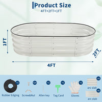 Garvee 4x2x1Ft Galvanized Raised Garden Bed with Safe Rubber Edging for Outdoor Gardening, 48x24 Inches, Rust-Resistant Steel