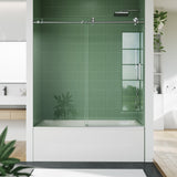 Garvee Frameless Sliding Shower Door 56-60" W x 59" H, 5/16" Clear Tempered Glass, Brushed Nickel, Bathroom - Brushed Nickel (8Mm)