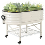 Garvee Large Oval Galvanized Raised Garden Bed Kit, Thick Steel, Easy Assembly, Planter Box for Vegetables, Flowers - Beige(47.3"X23.7"X11.8")