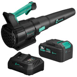 Garvee High Power Wireless Leaf Blower 20V Brushless – 650CFM 200MPH, Lightweight Electric Lawn Blower, 2-Speed, 4.0Ah Battery & Fast Charger, for Patio, Yard, Garden – Black + Lake Blue (PT 3262 C) - Green & Black