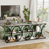 Garvee 39" Narrow Console Table Industrial 3-Tier Sofa Table for Entryway Hallway Foyer Gray Space-Saving - Grey-Circle