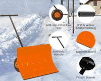 Garvee Heavy Duty Snow Shovel Pusher with Wheels – 29" Adjustable Angled Steel Blade – Ergonomic Handle – Anti-Slip – Large Off-Road Tires – Effortless Snow Removal for Driveway, Sidewalk & Patio – Orange – Color: Orange wheel orange XQ CA