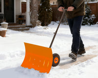 Garvee Heavy Duty Snow Shovel Pusher with Wheels – 29" Adjustable Angled Steel Blade – Ergonomic Handle – Anti-Slip – Large Off-Road Tires – Effortless Snow Removal for Driveway, Sidewalk & Patio – Orange – Color: Orange wheel orange XQ CA