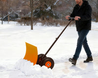 Garvee Heavy Duty Snow Shovel Pusher with Wheels – 29" Adjustable Angled Steel Blade – Ergonomic Handle – Anti-Slip – Large Off-Road Tires – Effortless Snow Removal for Driveway, Sidewalk & Patio – Orange – Color: Orange wheel orange XQ CA