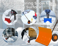 Garvee Heavy Duty Snow Shovel Pusher with Wheels – 29" Adjustable Angled Steel Blade – Ergonomic Handle – Anti-Slip – Large Off-Road Tires – Effortless Snow Removal for Driveway, Sidewalk & Patio – Orange – Color: Orange wheel orange XQ CA