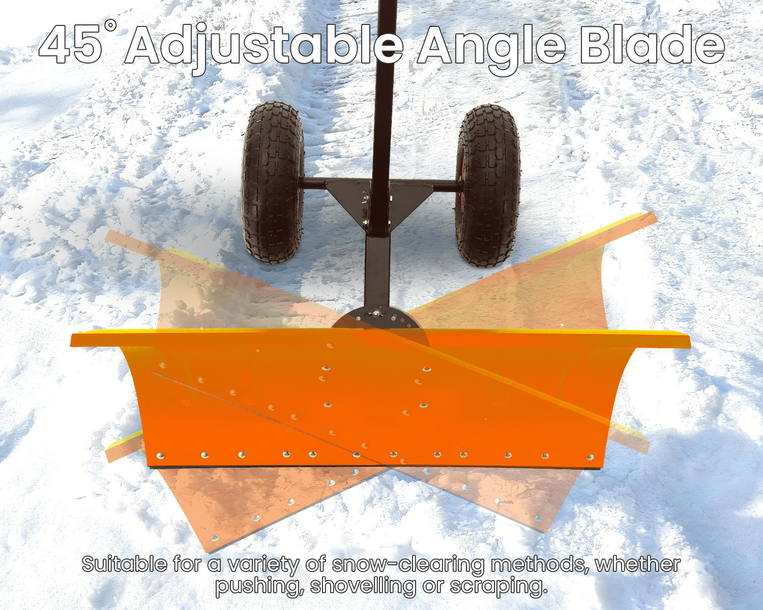 Garvee Heavy Duty Snow Shovel Pusher with Wheels – 29" Adjustable Angled Steel Blade – Ergonomic Handle – Anti-Slip – Large Off-Road Tires – Effortless Snow Removal for Driveway, Sidewalk & Patio – Orange – Color: Orange wheel orange XQ CA