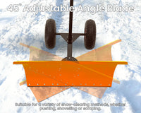 Garvee Heavy Duty Snow Shovel Pusher with Wheels – 29" Adjustable Angled Steel Blade – Ergonomic Handle – Anti-Slip – Large Off-Road Tires – Effortless Snow Removal for Driveway, Sidewalk & Patio – Orange – Color: Orange wheel orange XQ CA