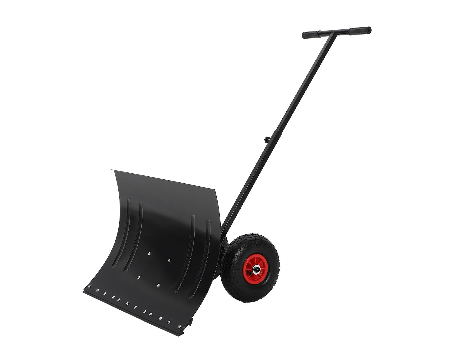 Garvee Heavy Duty Snow Shovel Pusher with Wheels – 29" Angled Steel Blade – Adjustable Ergonomic Handle – Anti-Slip – Efficient Snow Clearing for Driveway & Sidewalk – Black & Red – Color: Black red wheel XQ CA