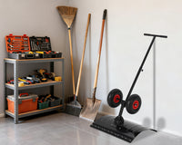 Garvee Heavy Duty Snow Shovel Pusher with Wheels – 29" Angled Steel Blade – Adjustable Ergonomic Handle – Anti-Slip – Efficient Snow Clearing for Driveway & Sidewalk – Black & Red – Color: Black red wheel XQ CA