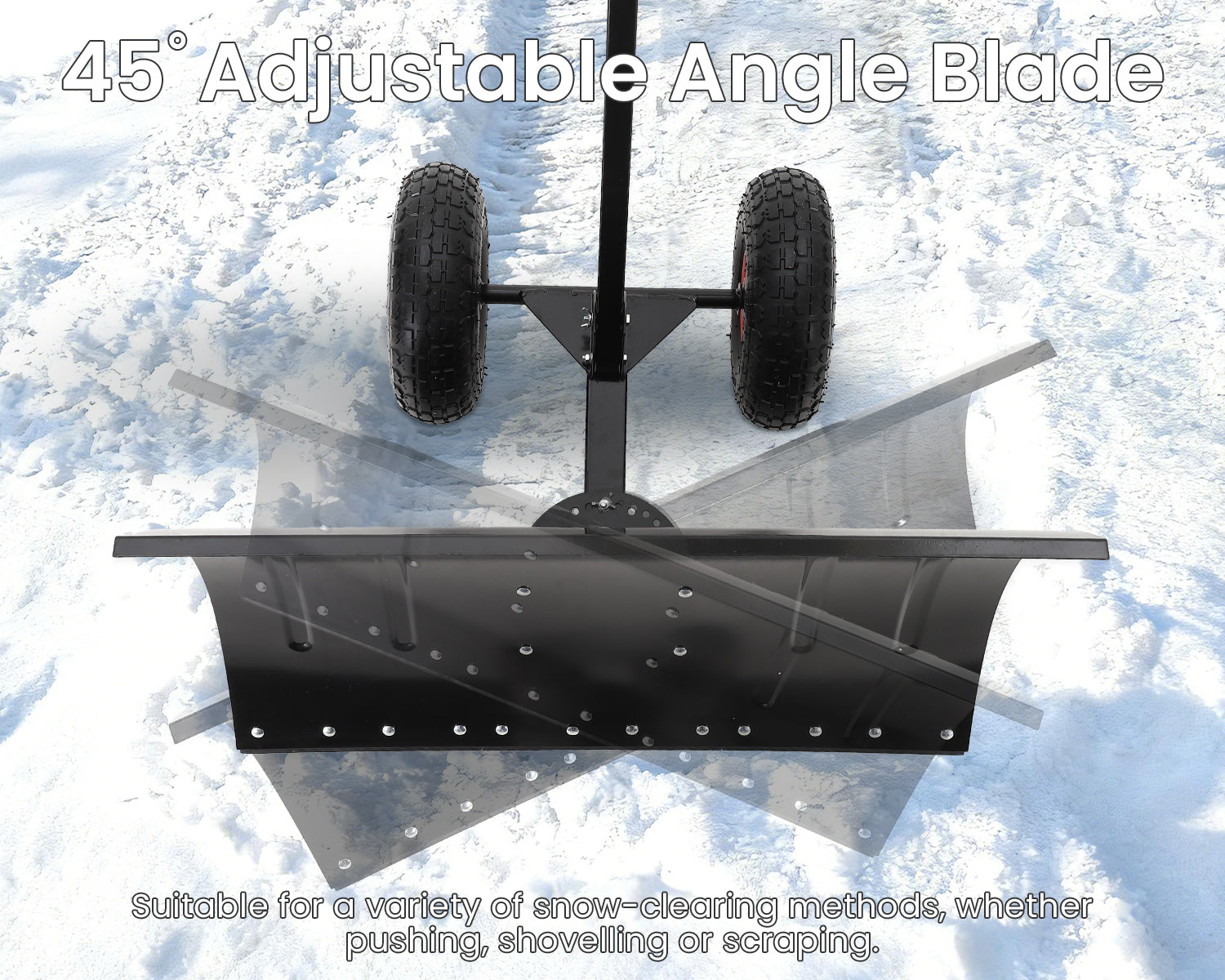 Garvee Heavy Duty Snow Shovel Pusher with Wheels – 29" Angled Steel Blade – Adjustable Ergonomic Handle – Anti-Slip – Efficient Snow Clearing for Driveway & Sidewalk – Black & Red – Color: Black red wheel XQ CA