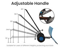 Garvee 29" Heavy Duty Snow Shovel Pusher with Wheels - Ergonomic Adjustable Double Handle & Angled Metal Blade - Large Anti-Slip Wheel, Efficient Winter Snow Removal for Driveways & Sidewalks - Blue (Wheels Inner Blue, XQ CA)