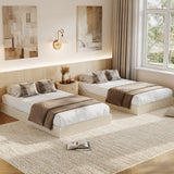 Garvee Twin Bed Frame Wood Platform Bed Fluted Design Low Profile Cream Minimalist Bedroom Furniture - Cream