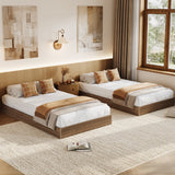 Garvee Twin Bed Frame Wood Platform Bed Fluted Design Low Profile Walnut - Walnut