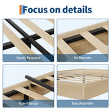 Garvee Queen Bed Frame Wood Platform Bed Fluted Design Low Profile Natural - Natural