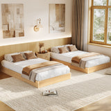 Garvee Twin Bed Frame Wood Platform Bed Fluted Design Low Profile Natural Twin Size - Natural