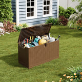 Garvee Outdoor Storage Box 73 Gal Waterproof Resin Lockable UV Resistant Rattan Texture Patio Garden Deck 44.49"x21.06"x22.05"