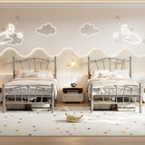 Garvee Twin Size Heart Shaped Metal Bed Frame with Headboard and Footboard, Platform Bed, Grey, Sturdy Support, Underbed Storage - Grey