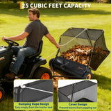 Garvee 44 Inch Tow Behind Lawn Sweeper 26 cu. ft. Heavy Duty Leaf & Grass Collector Adjustable Height Yard Cleanup Tool