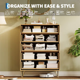 Garvee Fluted Dresser 5 Drawers Wooden Bedroom Chest Metal Handle 32" Wide Natural - 5&Natural