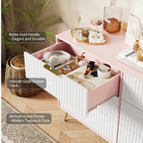 Garvee Fluted Dresser for Bedroom with 6 Drawers, 47" Wide, Modern Wooden Chest with Metal Handles, Pink - 6&Pink